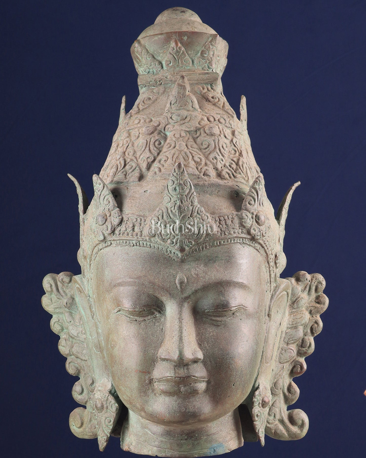 Large Lord Vishnu Face – Indonesian Bronze Handcrafted Sculpture