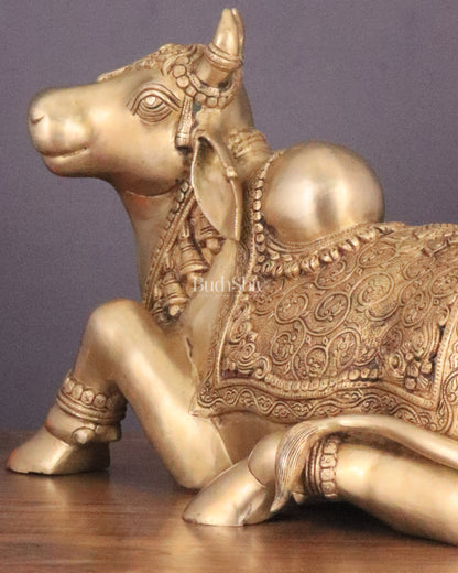 Handcrafted Brass Nandi Idol - 14.5" Height, 21" Width