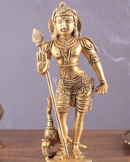 Pure Brass Lord Murugan Swamy Statue 10"