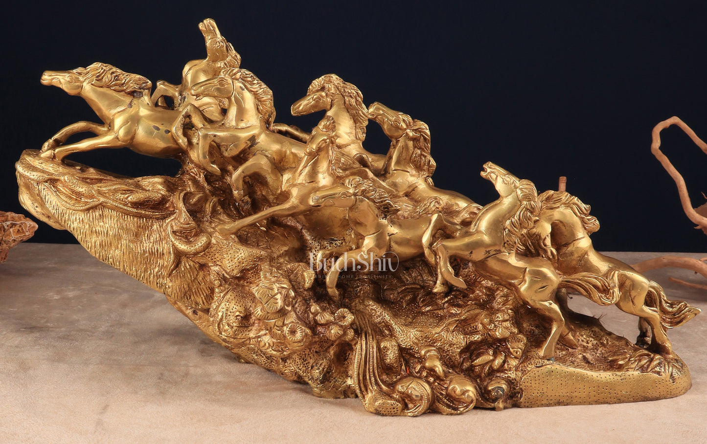 Vastu Approved Brass 9 Lucky Horses Running Uphill | Decorative Showpiece