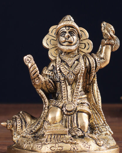 Pure Brass Bhajan Hanuman Idol 4.5"