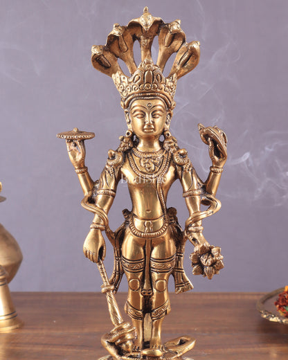 Pure Brass Resting Ganesha Statue 12"