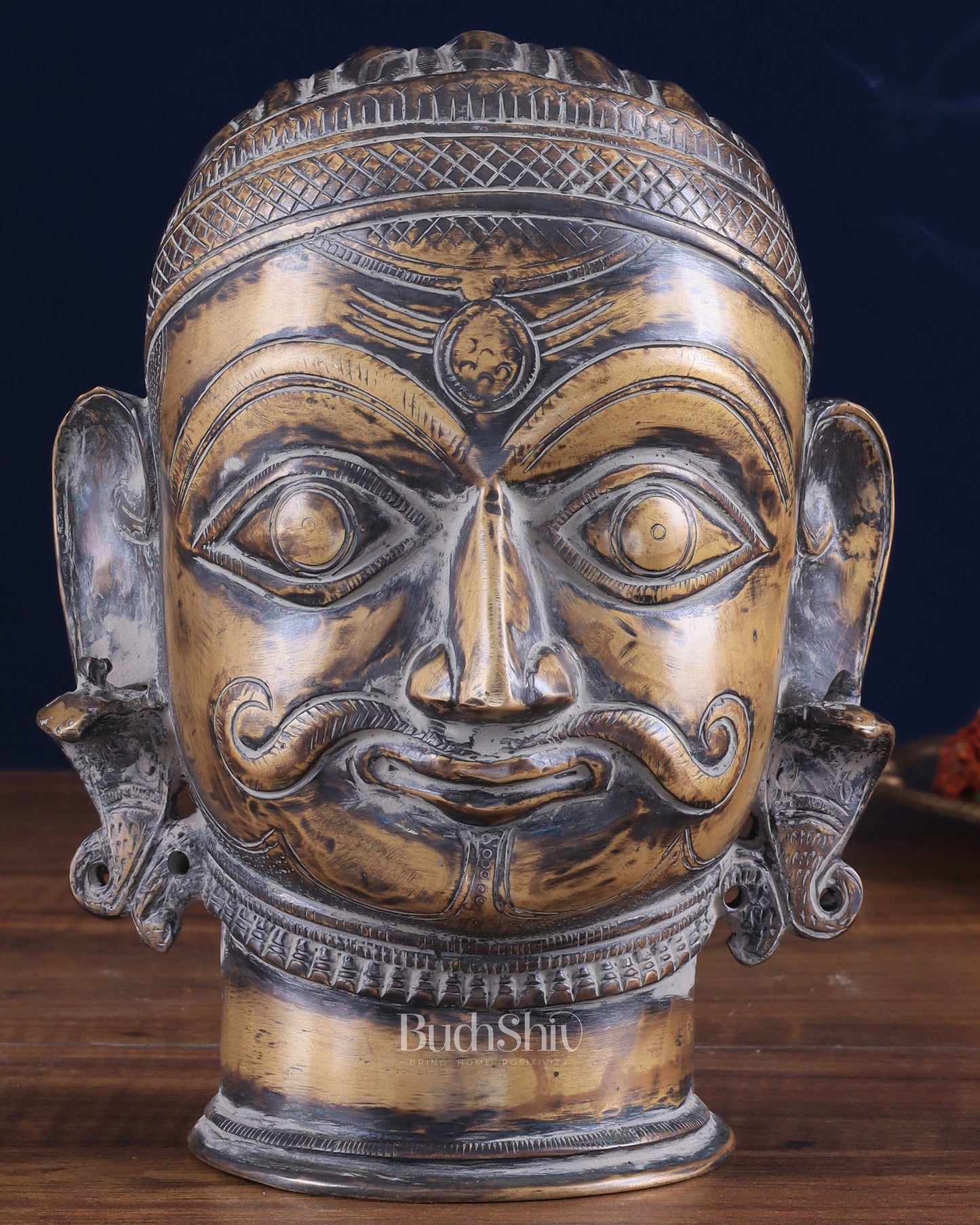 Vintage Brass Shiva head mahakaal statue mukhalingam 7.5"