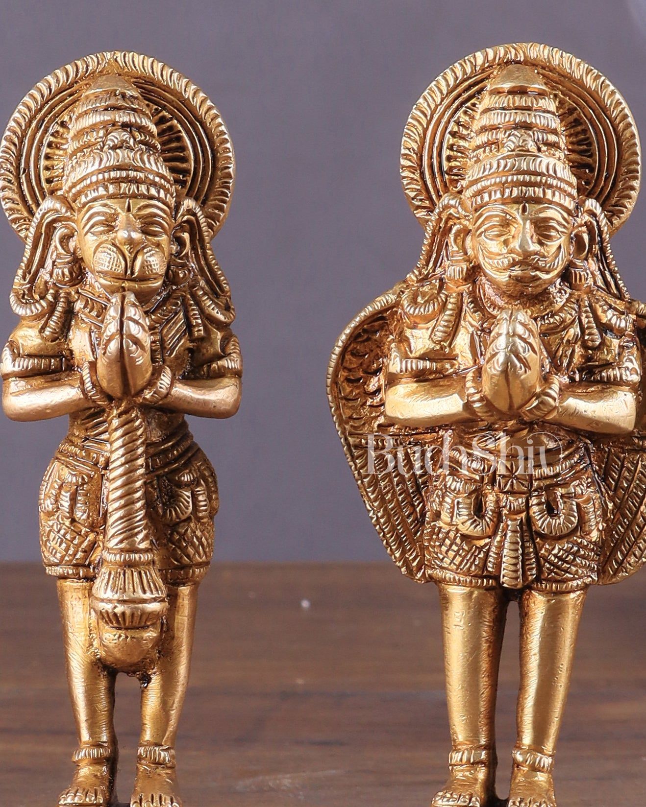 Brass Garuda and Hanuman Pair – Divine Statues 4"