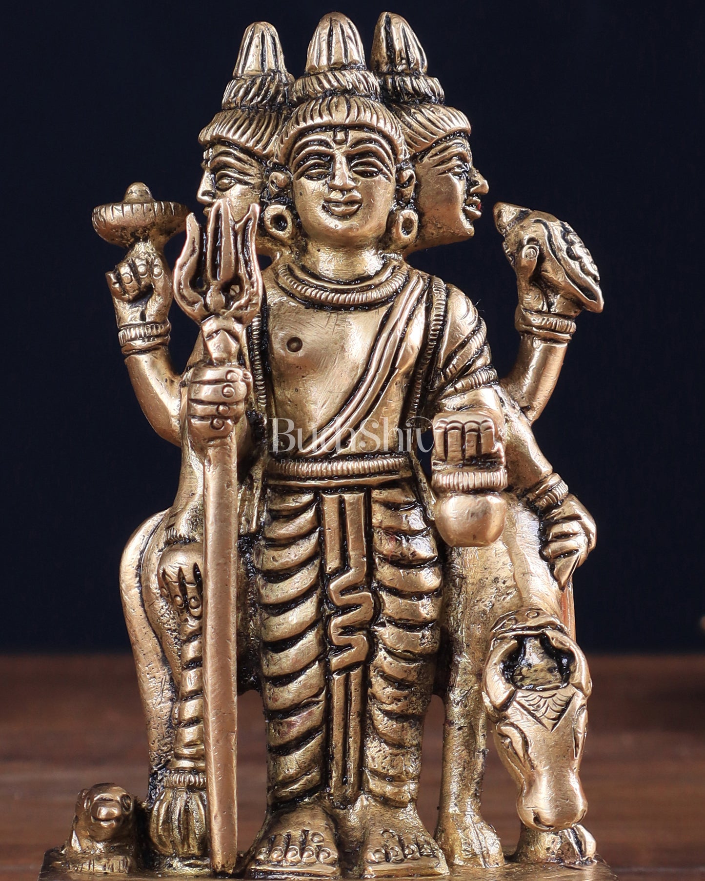 Brass Dattatreya with Dog Idol 4.5"