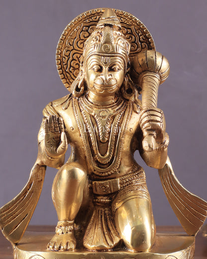 Pure Brass Blessing Hanuman Idol - 8" Enhanced