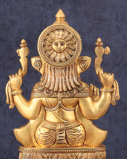 Brass Superfine Lord Ganesha Statue with Advanced Carvings - 15.5"