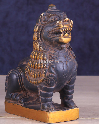 Brass Tibetan Snow Lion Showpiece – Symbol of Strength and Protection sand finish