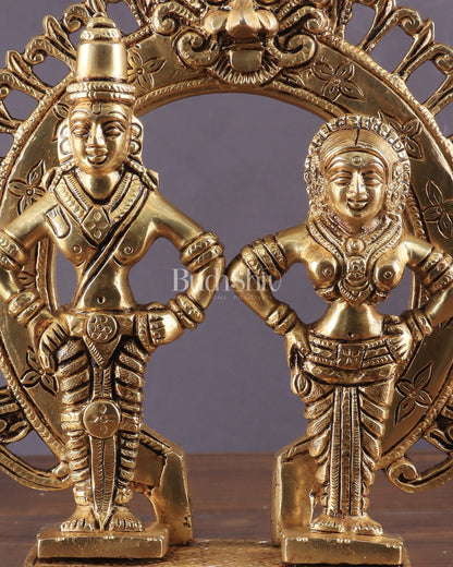 Pure Brass Superfine Vitthal Rukmani Idol with Prabhavali 8.5"