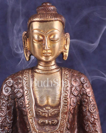 Dual tone Buddha in Deep Meditation Brass Statue | Intricate Craftsmanship 7"