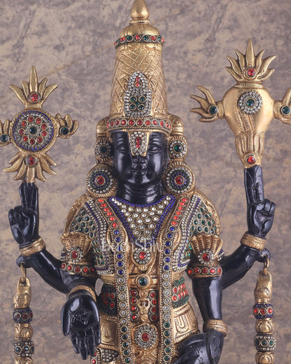 Pure Brass Lord Tirupati Balaji Venkateshwara Swamy idol | 24 inch black and gold