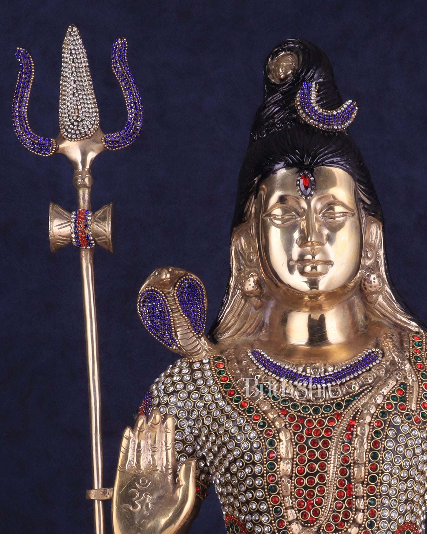 Handcrafted Pure Brass Lord Shiva Statue - 23" Height Jewelled up work