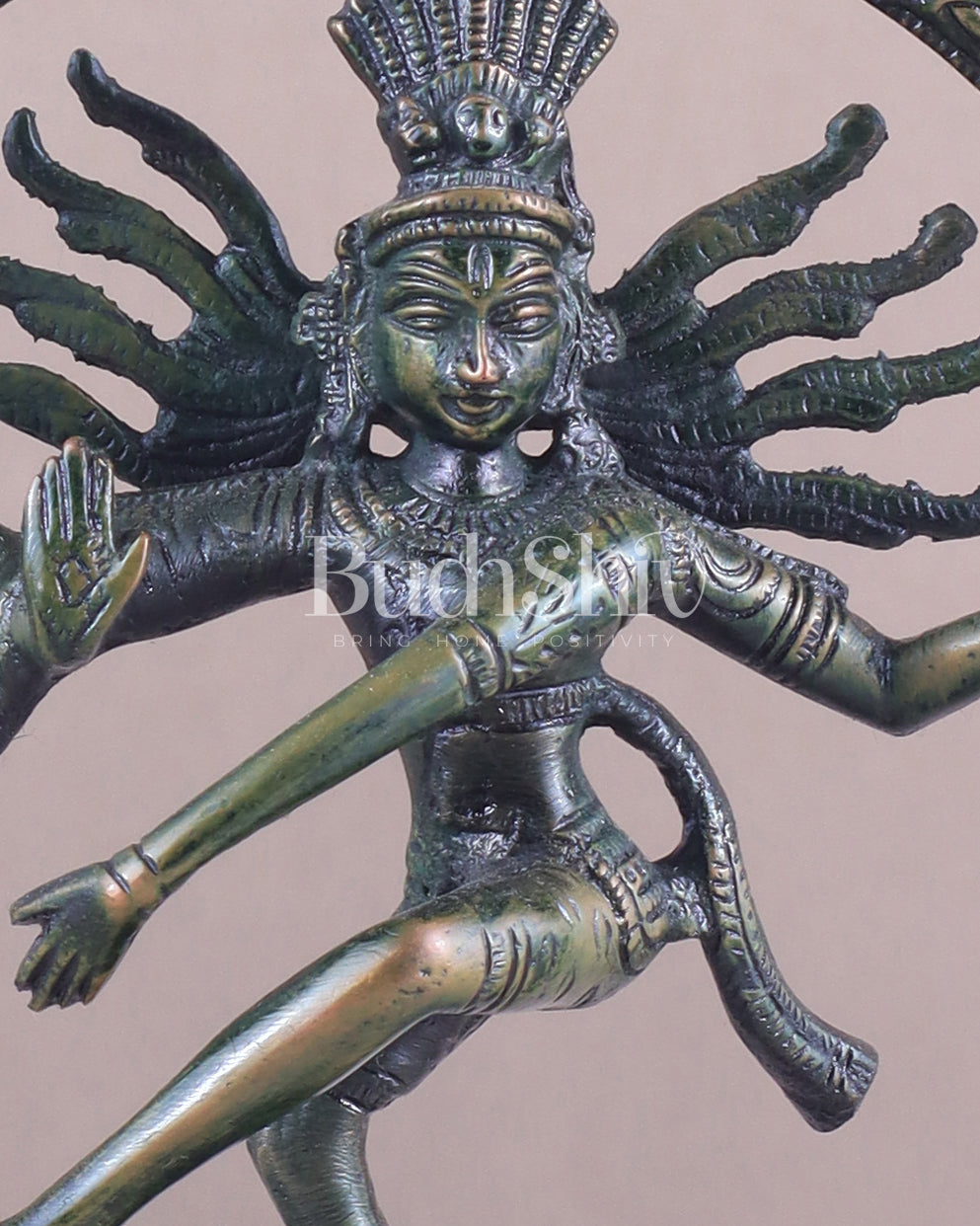 Brass Superfine Nataraja Idol - 7.5 Inch green antique tone