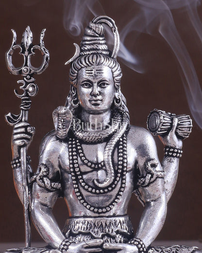 Pure Brass Superfine Silver Plated Lord Shiva in Meditation Idol - 4" Tall