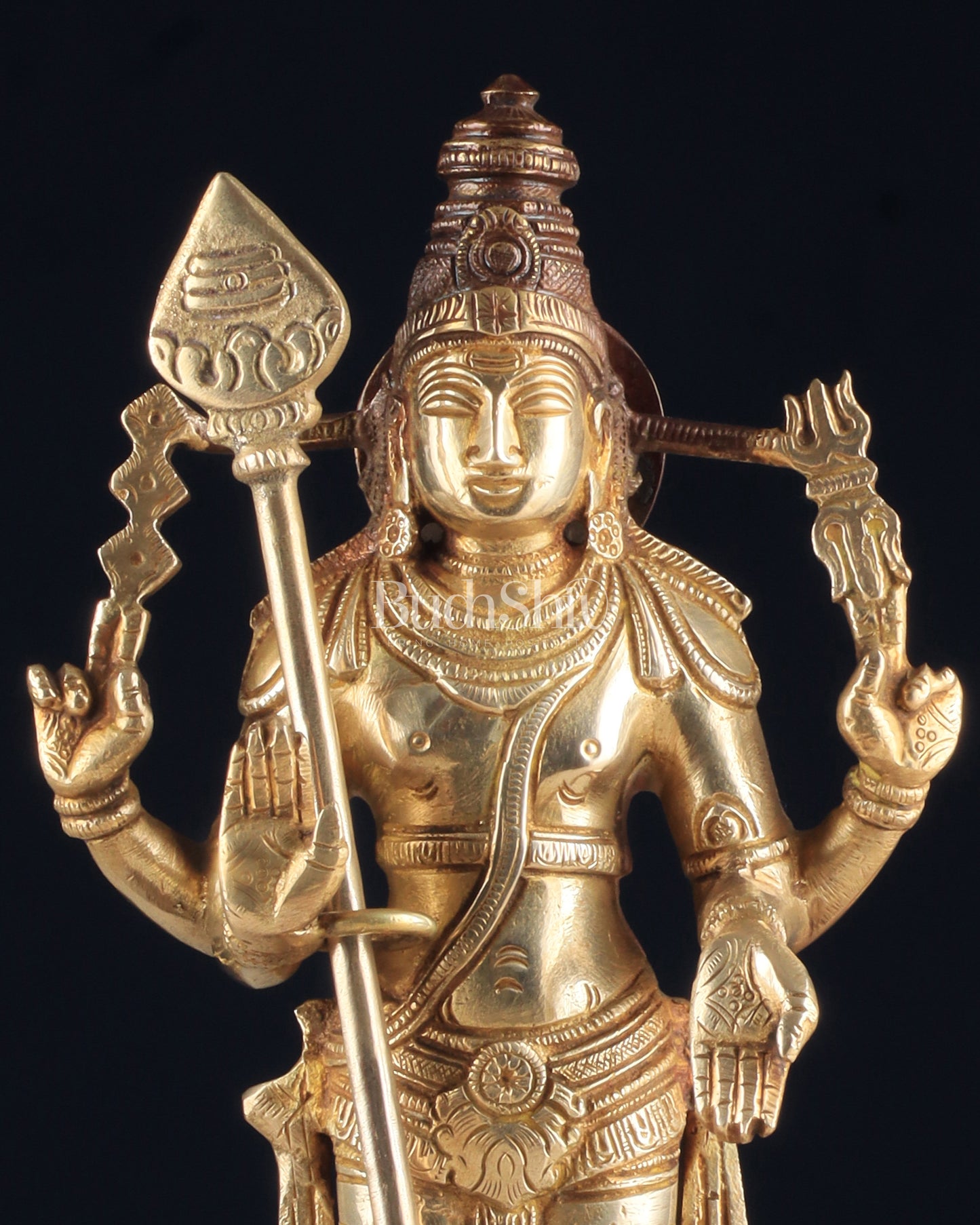 Pure Brass Murugan Swamy Statue - Unique Design 10.5"