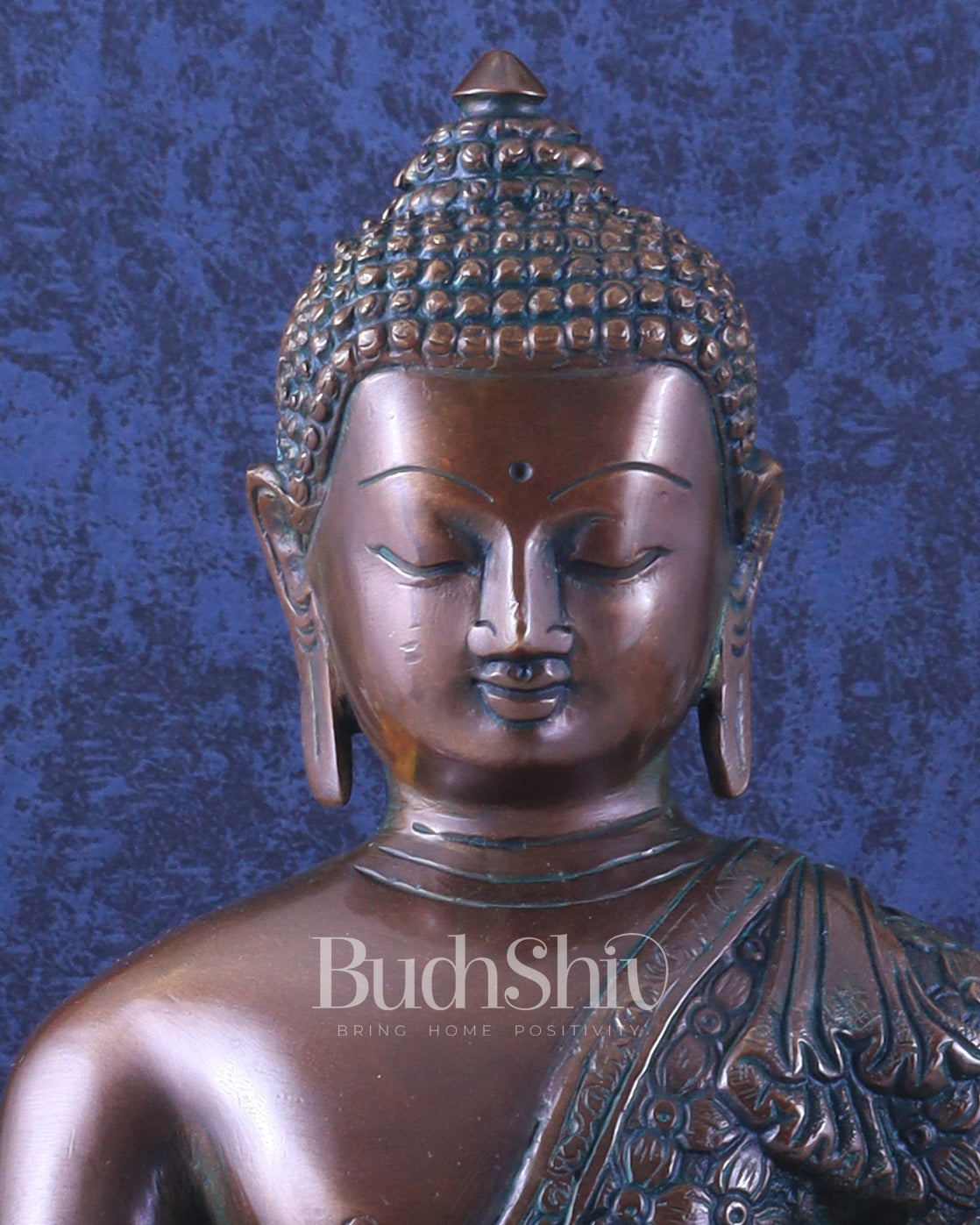 Pure Brass Antique Buddha bhoomisparsha mudra Statue - 13.5" Height