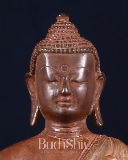 Pure Brass Buddha Statue healing  - 9.5"