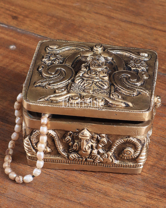 Pure Brass Small Ganesha Multipurpose Unique Storage Box