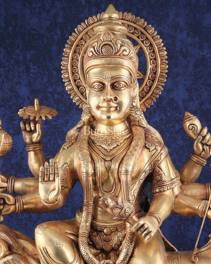 Majestic Brass Goddess Durga Sherawali Mata Idol | 31"