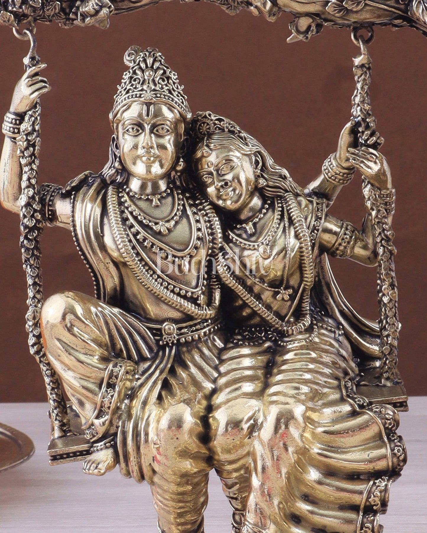 Unique Pure Brass Radha Krishna Intricate Superfine Swing 6"