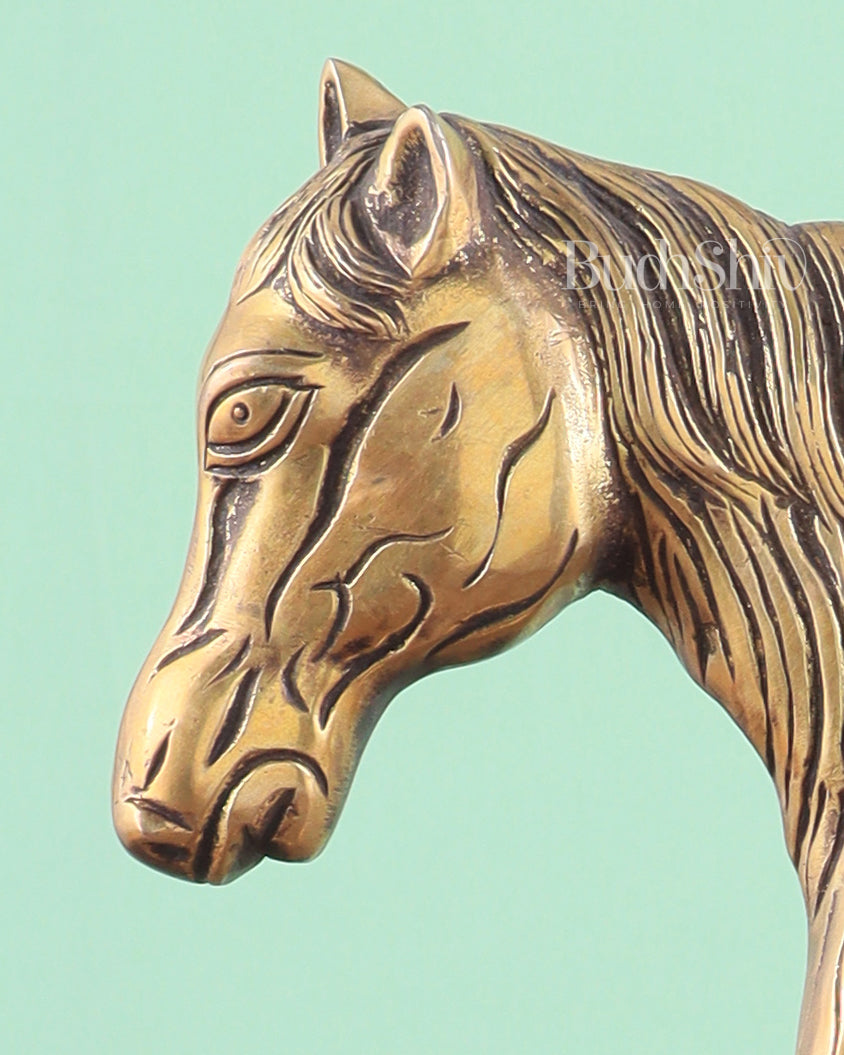 Brass Horse Showpiece 2D – Tabletop & Wall Hanging