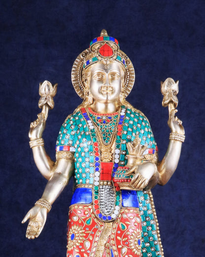 Superfine Standing Lakshmi Brass statue meenakari - 25 inch