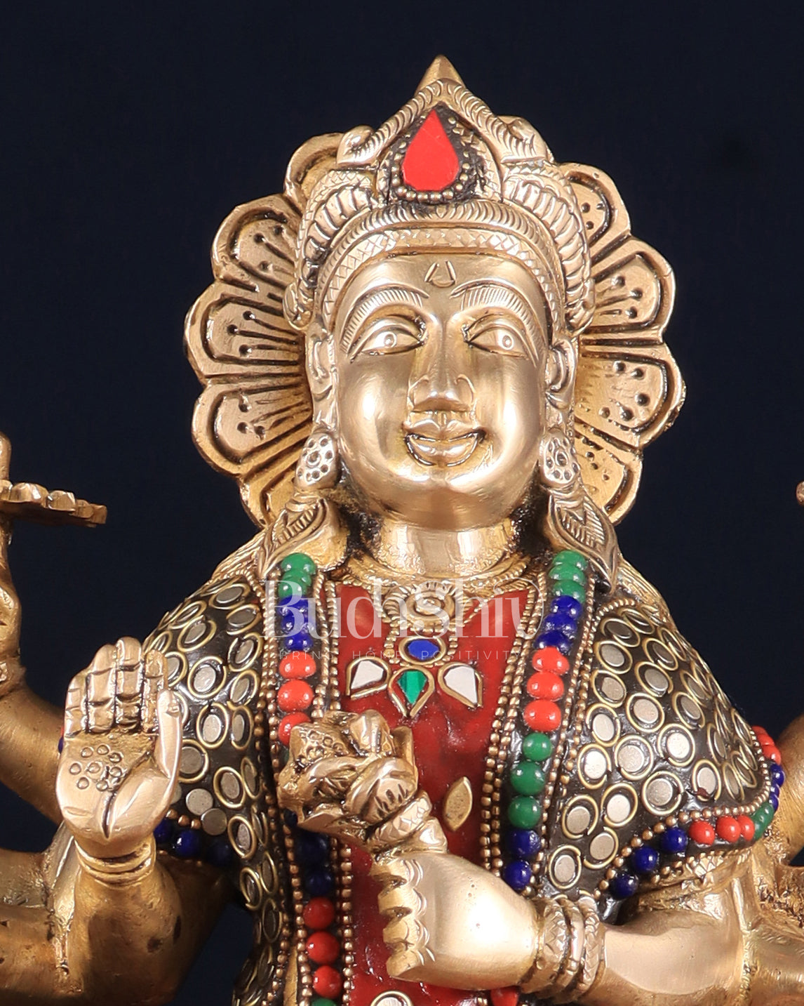 Elegant Brass Durga Mata sherawali ma Statue 12 Inch | durga ma with stonework