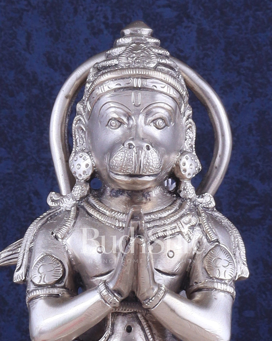 Brass Hanuman in Namaskaram anjali Mudra Statue 12 inch silver plated