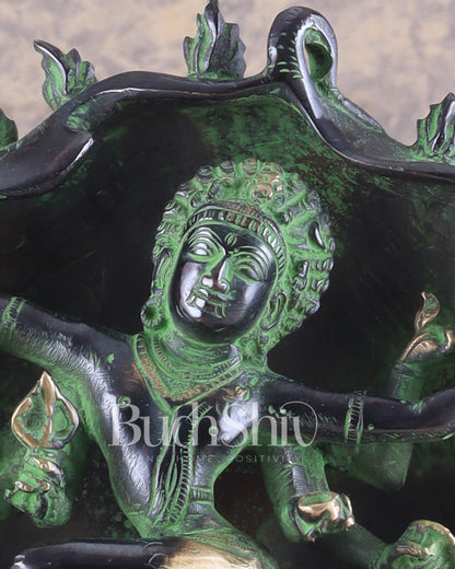 Pure Brass Gajasurasamhara Shiva Idol dancing shiva 
Black and Green Finish