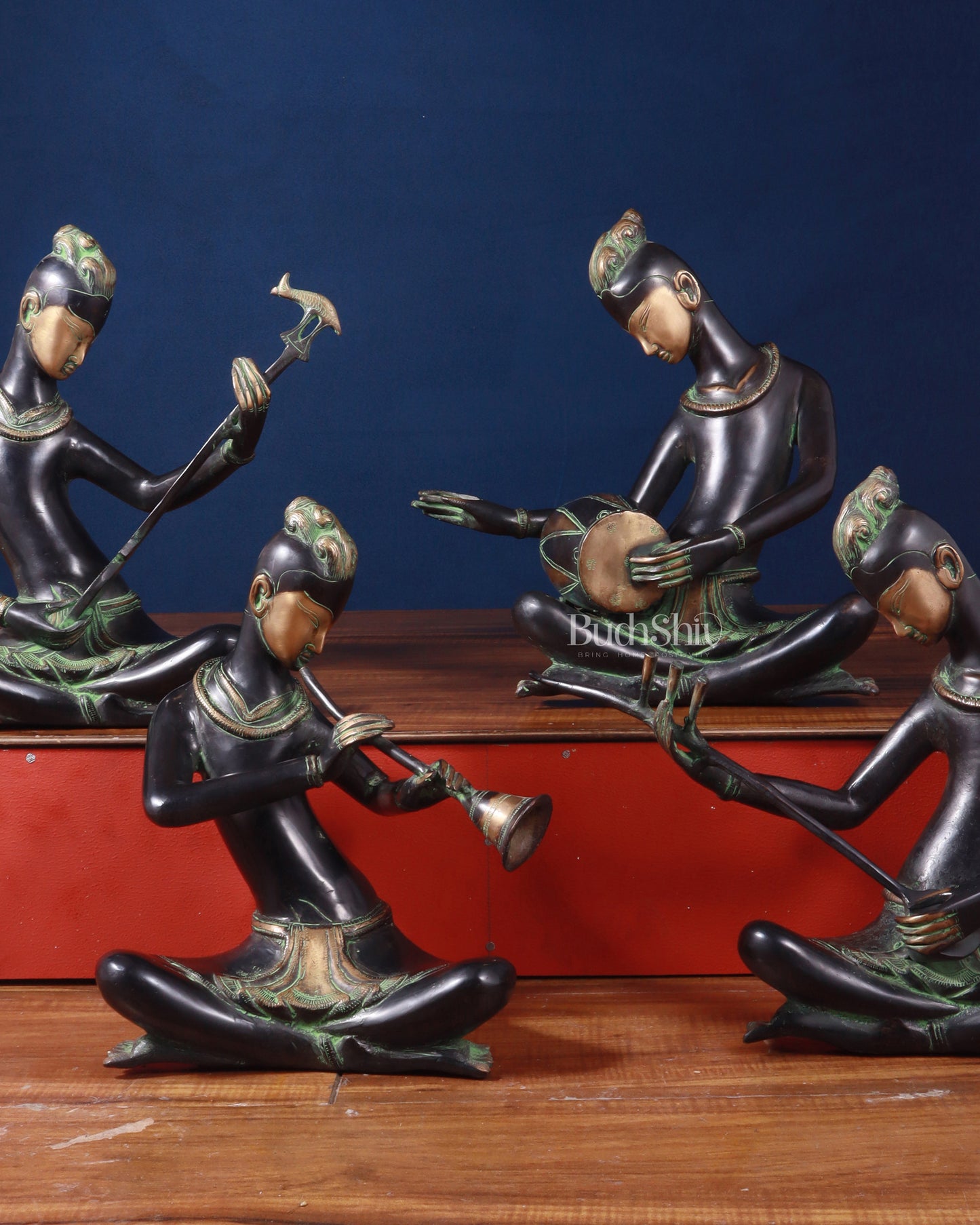 Brass Set of 4 Tansen Musicians – 13"