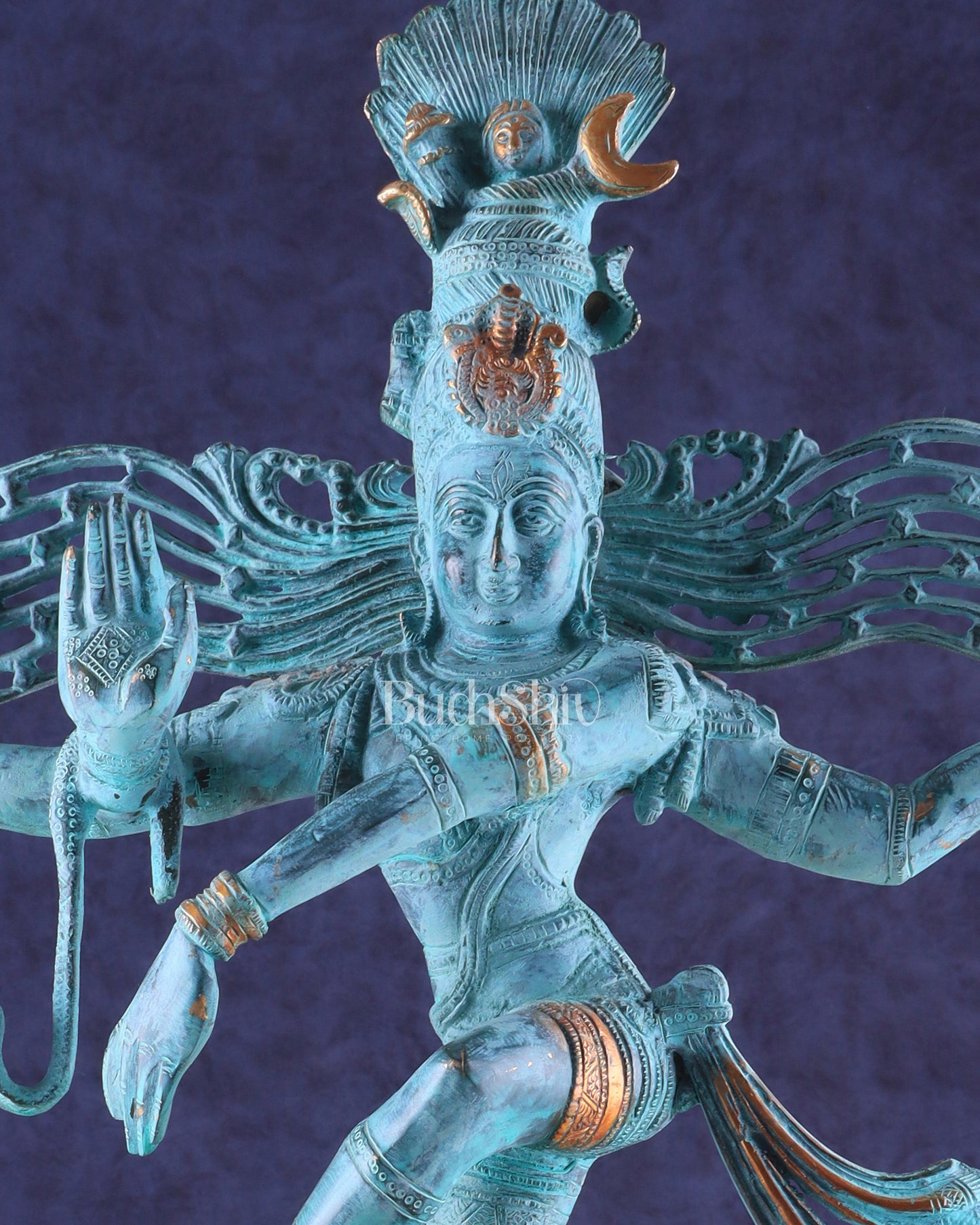 Vintage Brass Dancing Shiva Nataraja Sculpture – 21 Inch Patina Finish