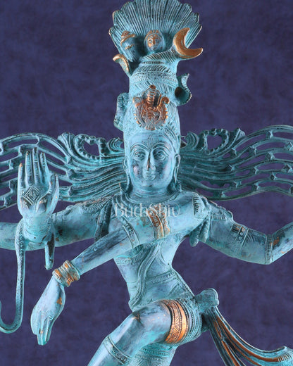 Vintage Brass Dancing Shiva Nataraja Sculpture – 21 Inch Patina Finish