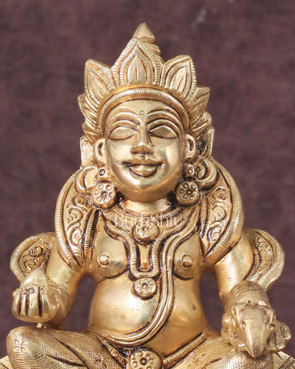 Lord Kuber Intricate Brass Statue - 5.5"