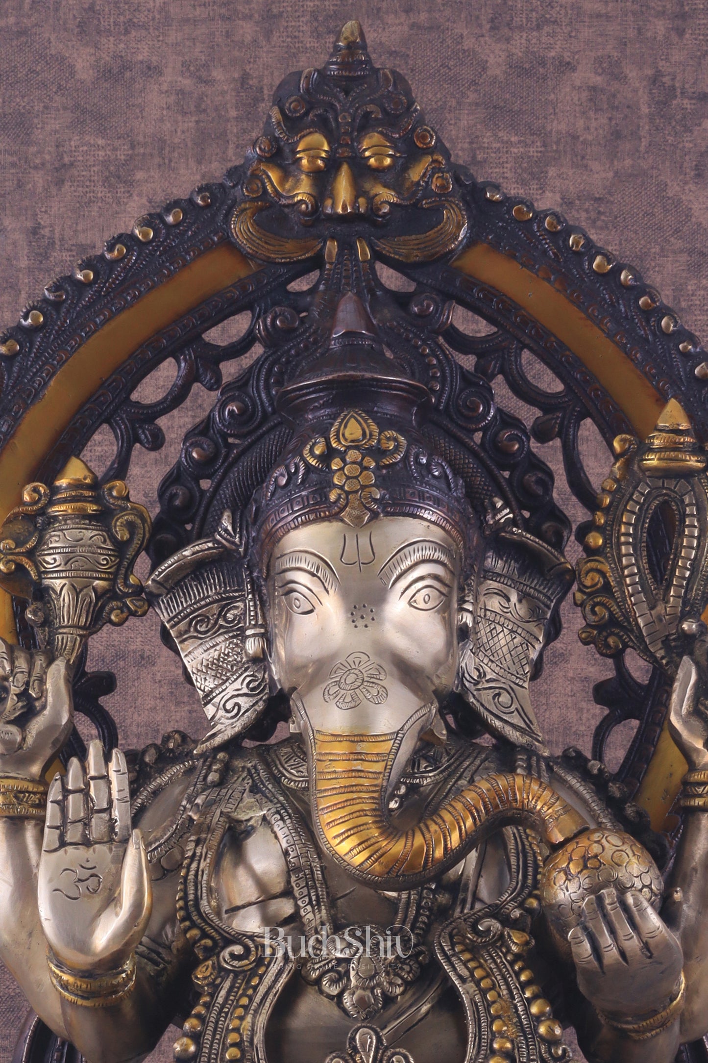 Pure Brass Ganesha Idol | Superfine Three Tone Finish 26"