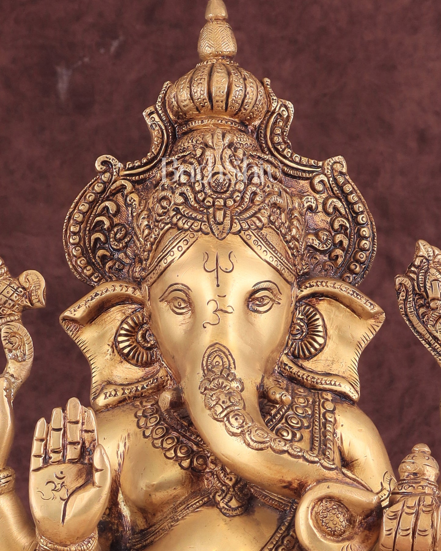 Exquisite Brass Ganesha Idol – Handcrafted 16-Inch Statue