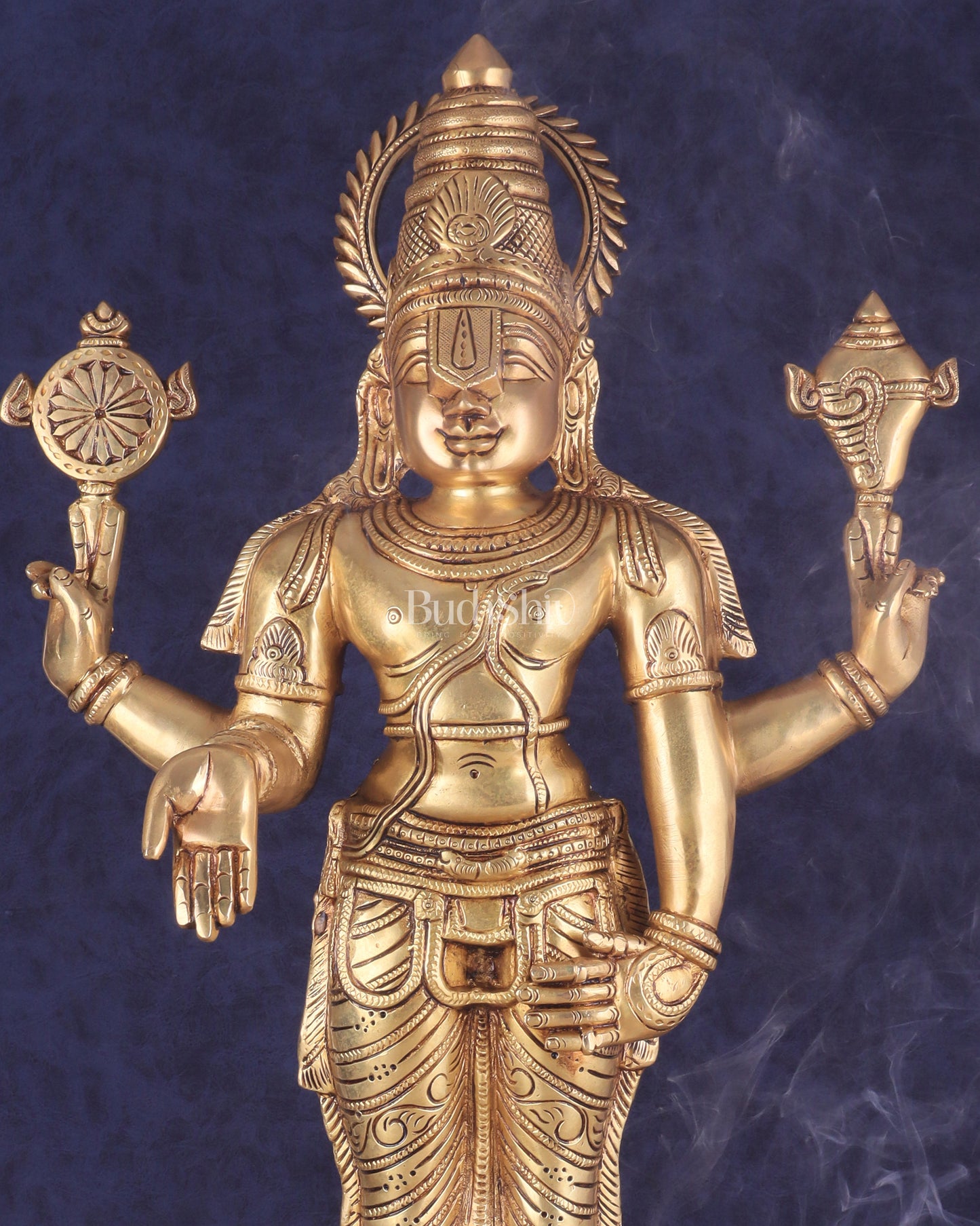 Pure Brass Large Tirupati Balaji Statue | Divine Lord Venkateshwara Idol 25"