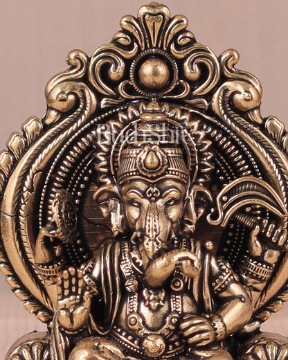 Pure Brass Superfine Lord Ganesha as Lalbaugcha Raja - 3.8"