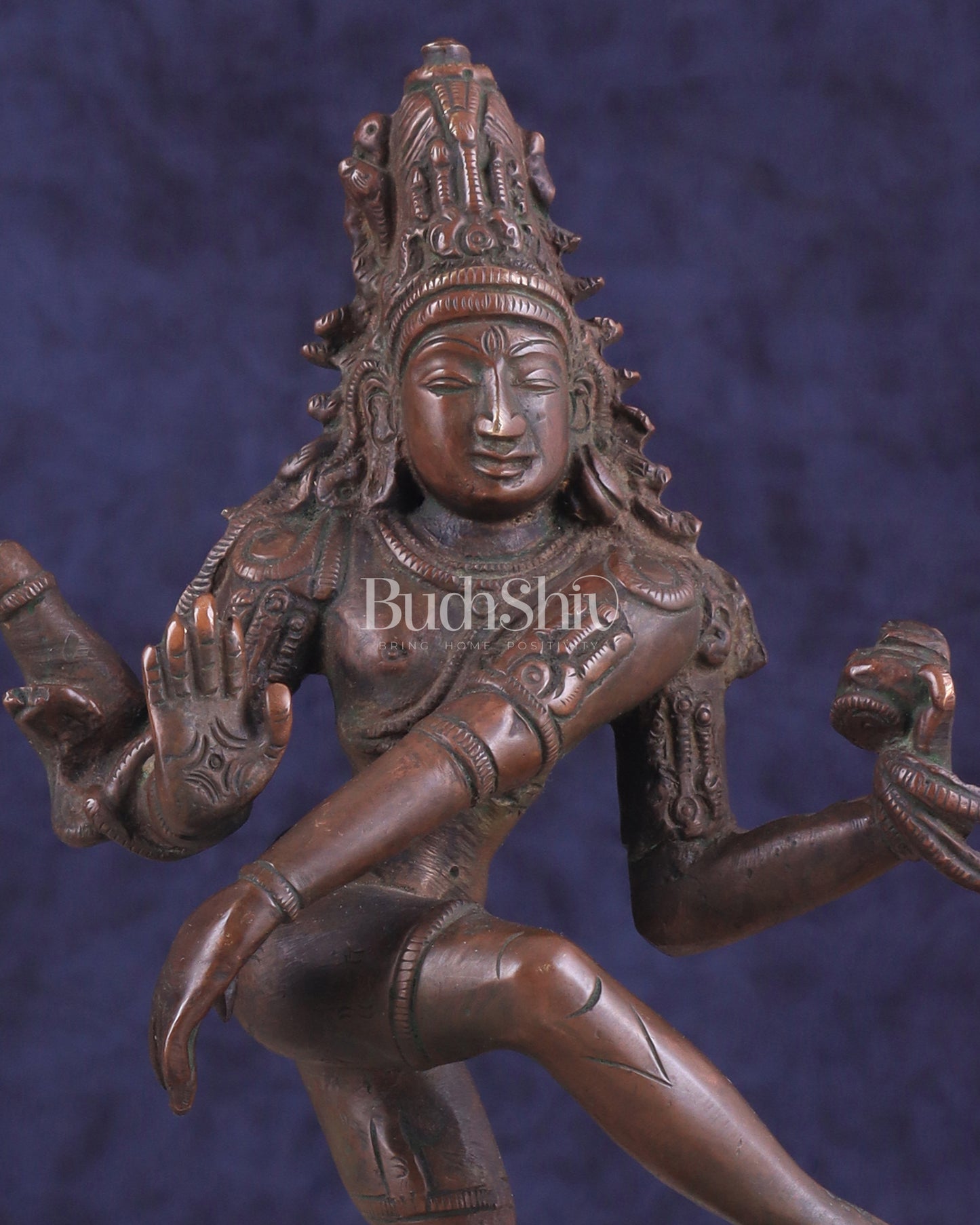 Vintage Brass Dancing Shiva Idol | Unique Pose with Bronze Finish 10"