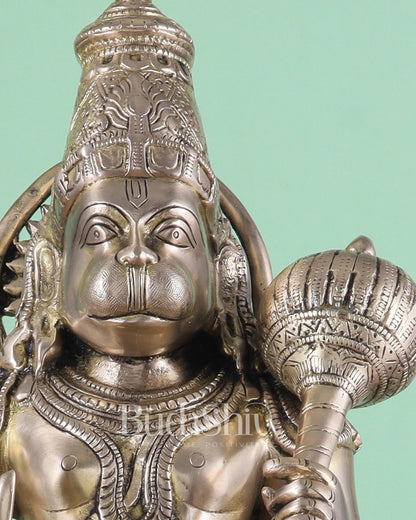 Handcrafted Brass Lord Hanuman Murti | 18" Height matte finish