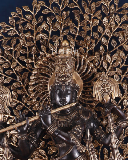 Brass Lord Krishna with Kalpavriksha Statue – Black Edition, 37.2 Inch, 35.2 Kg