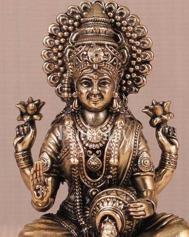 Brass Superfine Lakshmi Idol - 4 Inch lotus base