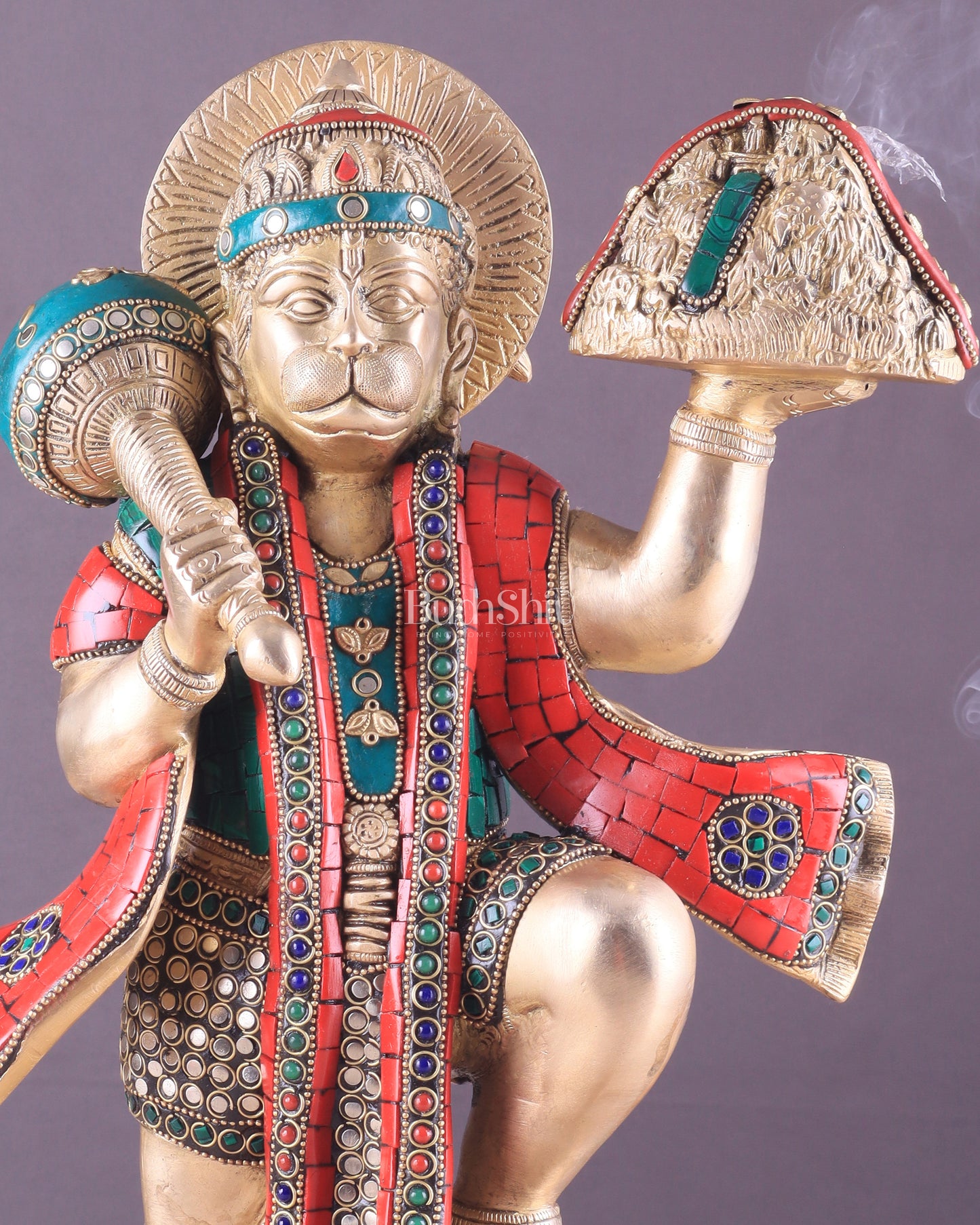 Pure Brass Sanjeevani Hanuman Idol – Large Size 15"