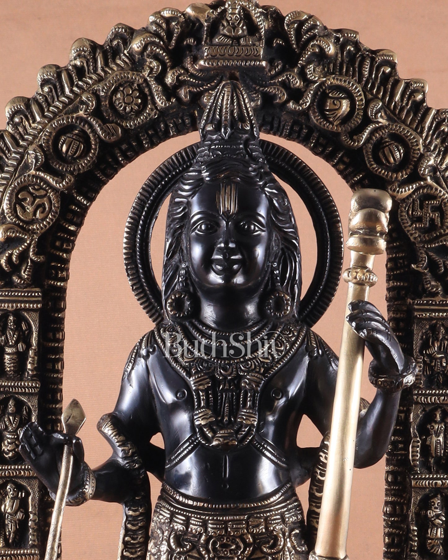 Majestic Ayodhya Ram Lalla Superfine Brass Sculpture - Black Edition, 18.5 Inch