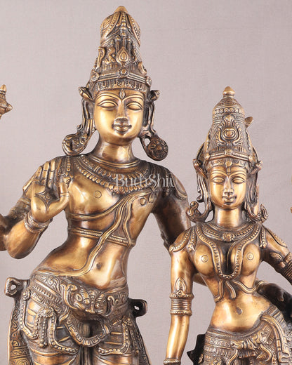 Pure Brass Large Lord Shiva and Parvati Standing Together Statue – 36 Inches