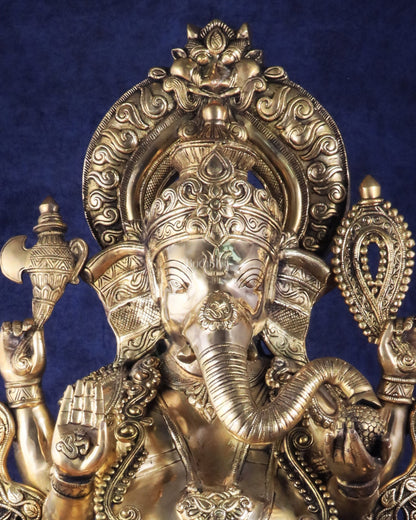 Brass Superfine Large Ganesha Statue glossy tone 29 inch