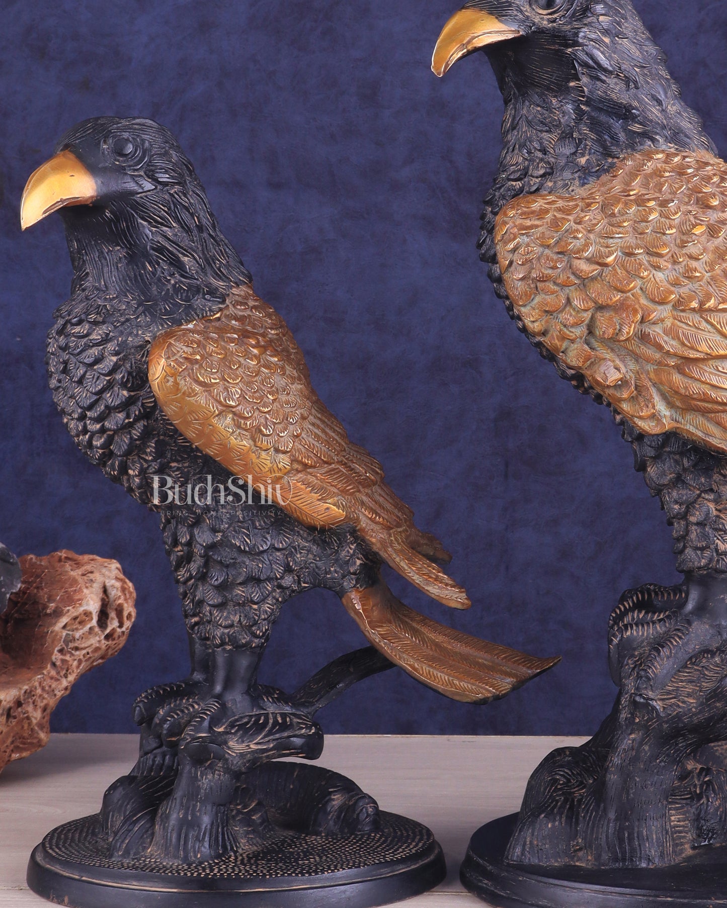 Pure Brass Large Pair of Eagles in Antique Tone | Vastu & Feng Shui Approved 15"