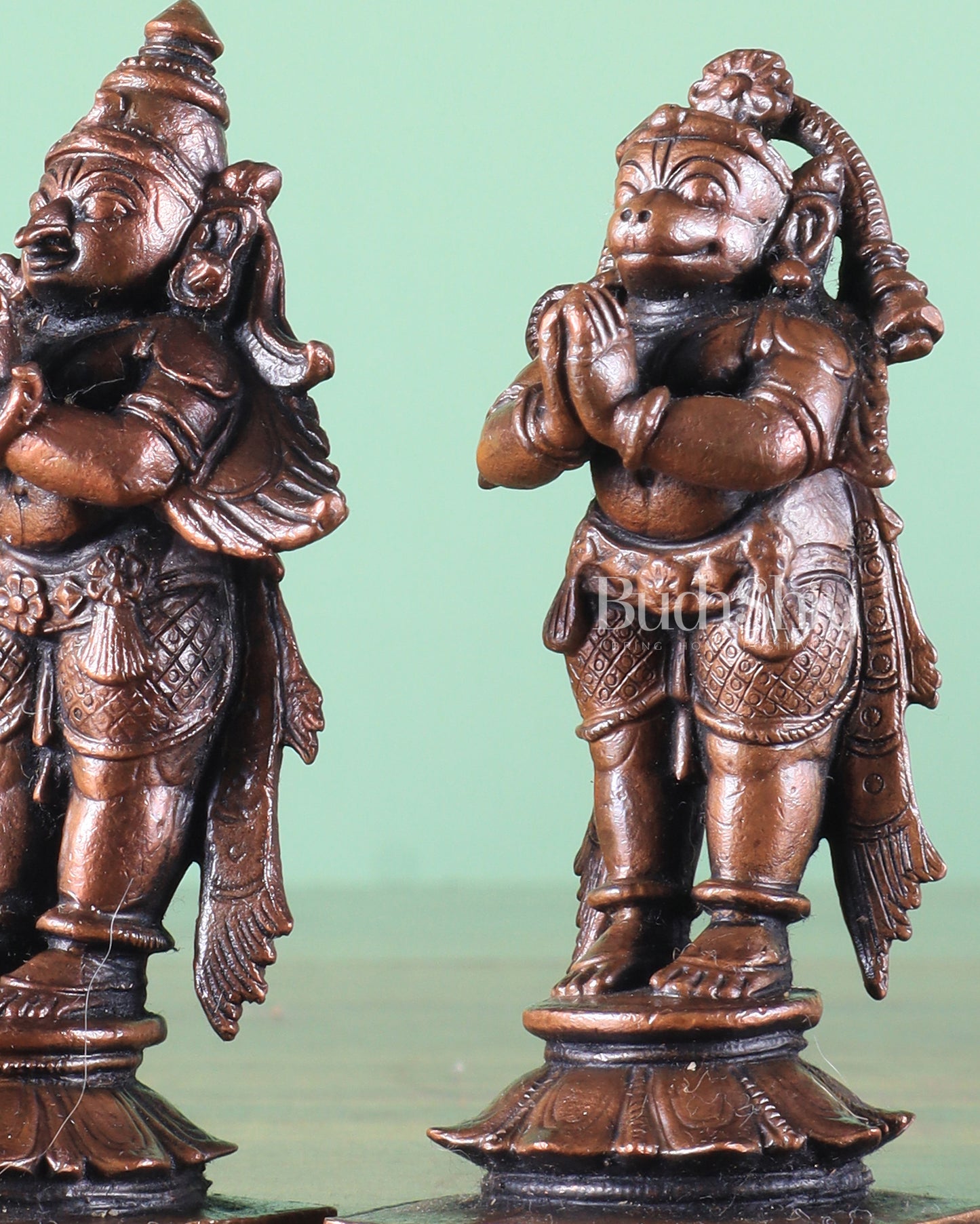 Pure Copper Lord Hanuman & Garuda Standing Idol Pair