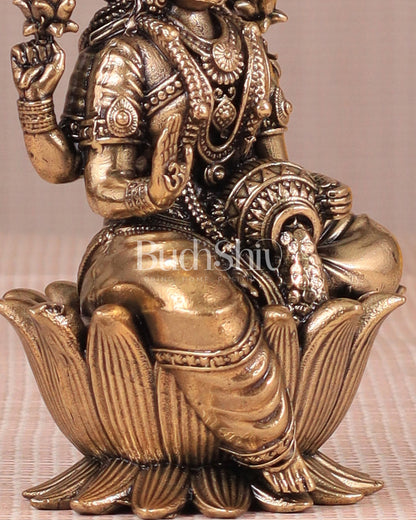 Brass Superfine Lakshmi Idol - 4 Inch lotus base