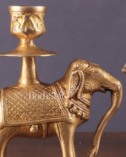 Unique Brass Elephant Candle Holder 6.5"