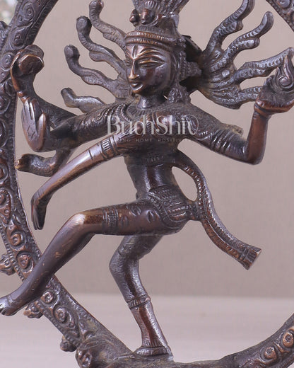 Brass Superfine Nataraja Idol - 7.5 Inch Vintage Bronze tone